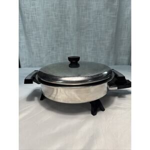 Vintage LIFETIME Electric Skillet Cookware Stainless Steel Tested Working 11”